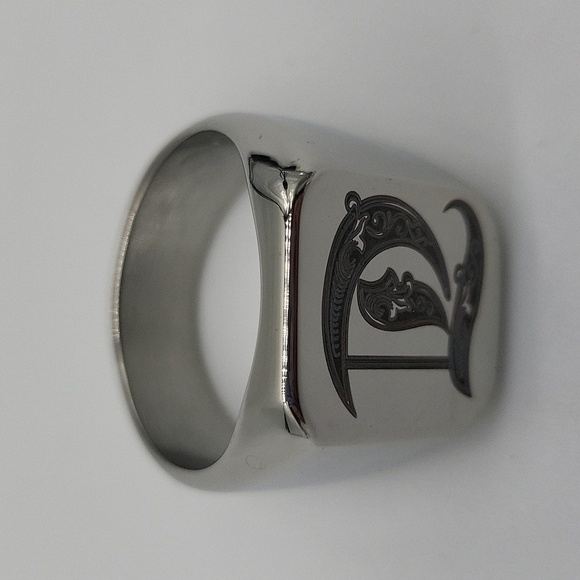 326- Stainless Steel Handmade Men's Ring Letter D Engraved Size 9 NWT - Picture 3 of 8